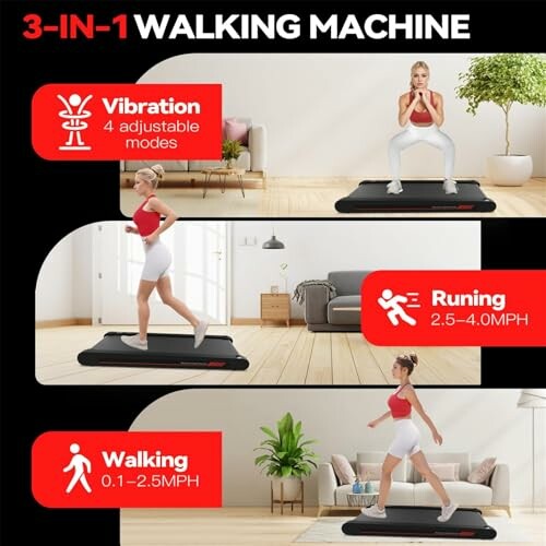 3-in-1 walking machine with vibration, running, and walking modes