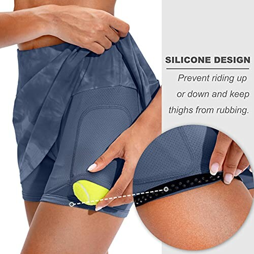 Anti-chafe shorts with silicone design to prevent riding up.