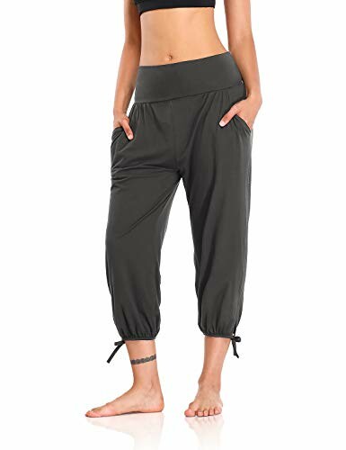 Woman wearing black capri yoga pants with pockets