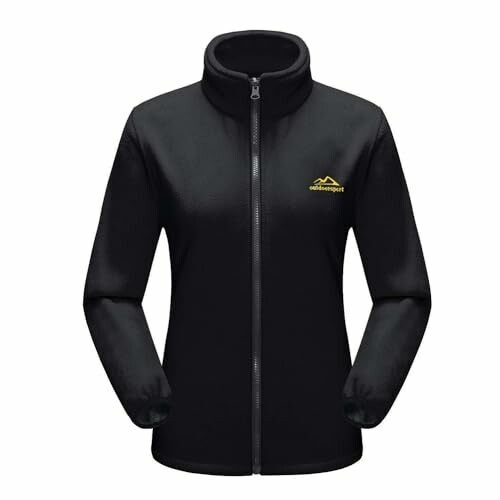 Black fleece jacket with yellow logo