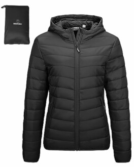 Outdoor Ventures Women's Packable Lightweight Full-Zip Puffer Jacket