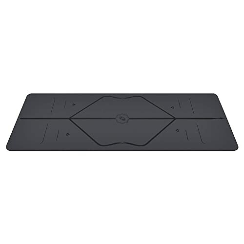 Black foldable yoga mat with geometric design