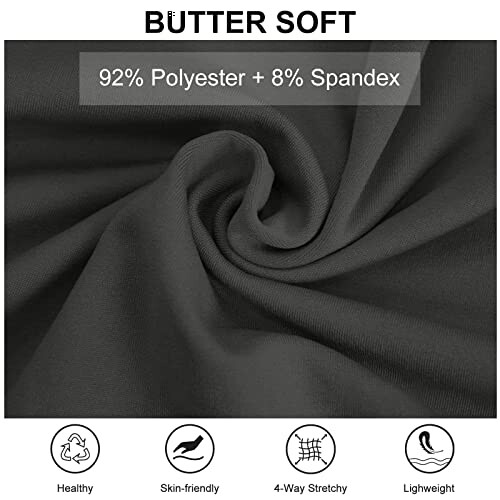 Close-up of soft black fabric made of 92% polyester and 8% spandex.