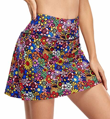 Woman wearing a vibrant floral skirt