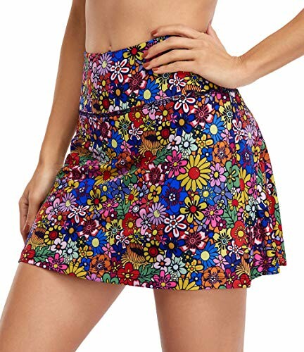 Colorful floral print skirt being worn