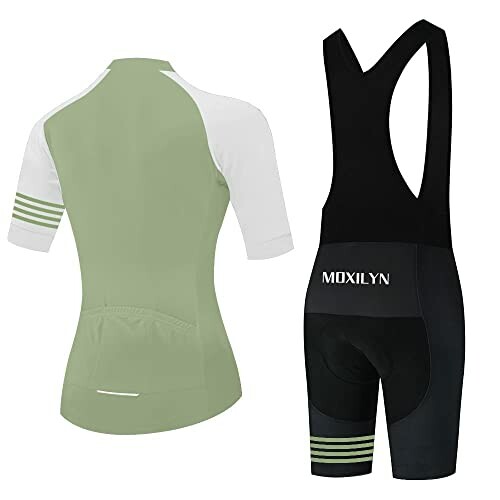 Green cycling jersey and bib shorts set.