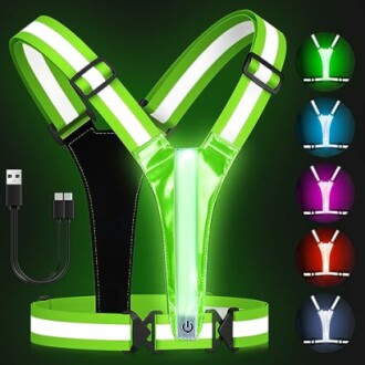LED reflective safety vest with USB charger and color options