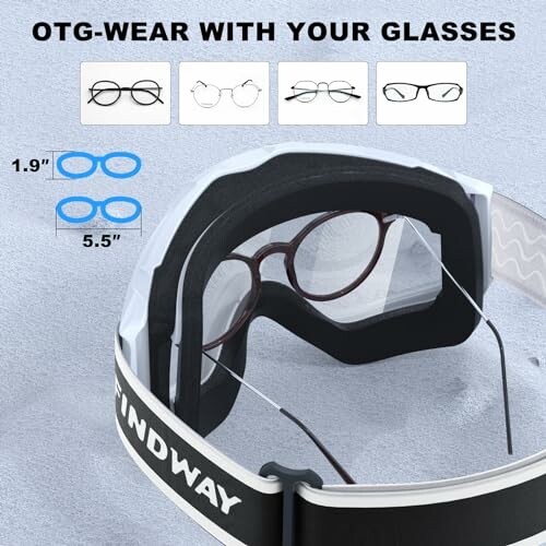 Ski goggles designed to be worn over prescription glasses.