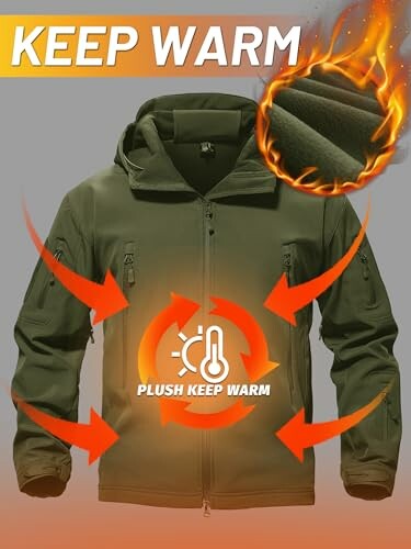 Thermal jacket with keep warm features illustration.