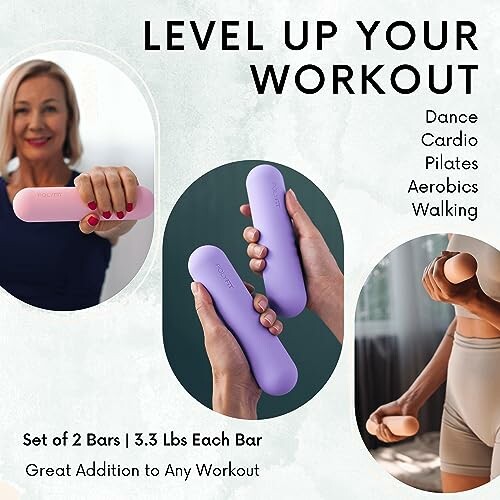 Women using weighted bars for exercise